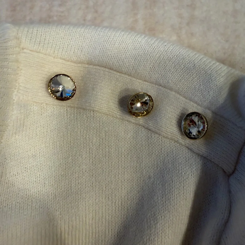 J. Crew Ivory Ruffle Rhinestone Sweater